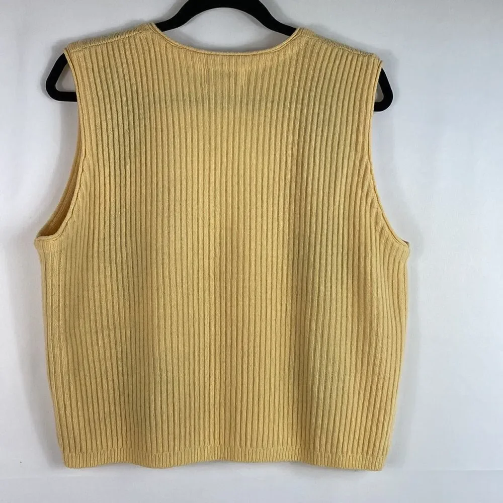 Field Manor 100% lambswool button front sleeveless sweater vest size L